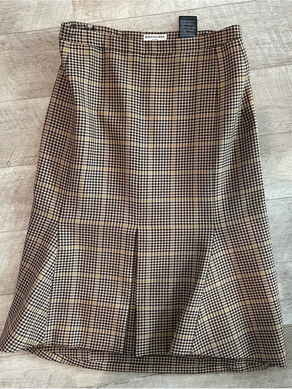 Balenciaga Plaid Midi Skirt in Brown and Black